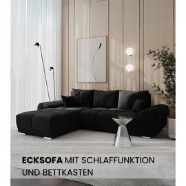 bromarkt Ecksofa NUBES Schlaffunktion Bettkasten L-Form 298x184x85cm Graphit - Grau