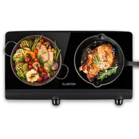 Klarstein Cookbuddy Doppel-Kochfeld 2400W 5 Leistungsstufen Glaskeramik Kochfeld, Einbau-Kochfeld mit 2 Platten, 2400 W Elektro Kochfeld zum Kochen, Modernes Glaskeramikkochfeld, Glaskeramik Herdplatte mit 2 Kochfelder, Einbau Kochfeld Keramik
