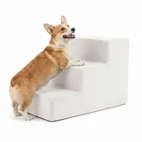murando Hundetreppe für Kleine Hunde 3 Stufen 30 cm, Samt - Creme