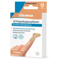 Lifemed® Fingekuppenpflaster "Allround", 12 x 2 cm, Umfassendes Fingekuppenpflaster zum stillen von Blutungen, 1 Packung = 10 Stück
