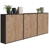 BMG Möbel Aktenschrank Office Edition Set 99 (Schrank-Set, 3 teilig bestehend aus 3x Aktenschrank) abschließbar, Fronten Hochglanz lackiert oder Matt, Made in Germany schwarz