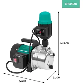 VONROC Gartenpumpe Automatische Wasserpumpe 1000W, 3500l/h, 4,4bar