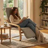 Homestyle4u Relaxsessel Cord 66,5 x 94 x 62,5 cm Grau mit verstellbarer Fußstütze