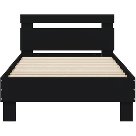 vidaXL Bettgestell mit Kopfteil und LED-Leuchten Schwarz 90x200 cm