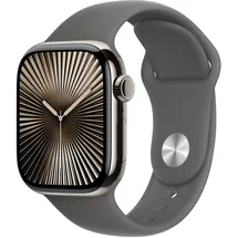 Apple Watch Series 10 GPS + Cellular 42 mm Titangehäuse natur Sportarmband steingrau S/M