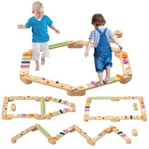 aiyaplay Balancierbalken Kinder Holz Schwebebalken mit 6 Balanciersteine