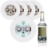 Spetebo Selbstklebendes Flaschenlicht 5er Set - 5 Stück Runde Leuchtsticker für Flaschen - LED Licht Sticker Glas Flaschen Deko Beleuchtung Batterie betrieben