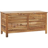 Beliani Auflagenbox Akazienholz Truhe geölte Oberfläche hellbraun 130x64x48 cm Riviera