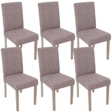 MCW 6er-Set Esszimmerstuhl Littau, Stuhl Küchenstuhl ~ Textil, grau, Beine Struktur - Eiche