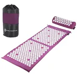 HMS Premium Akupressurmatte Lila Set mit Kissen Akupressur Massagematte Akupunktur Therapiematte, über 15000 Massagepunkte, Matte: 125x48cm, Kissen: 38x15cm lila