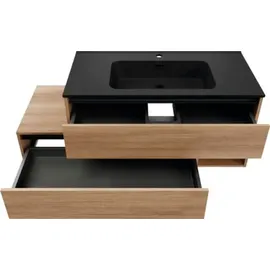 Fackelmann Waschbeckenunterschrank rechts Vita 128,5cmx 50 cmx 46 cm Oak/Schwarz