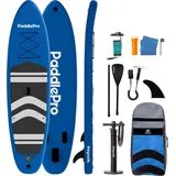 LifeGoods PaddlePro SUP Board, aufblasbares Stand-Up-Paddle-Board, komplettes Set 320x81 cm, 150 kg, Blau – Paddel Board mit Rucksack, für Einst... - Blau