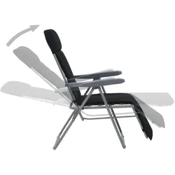 vidaXL Klappbare Gartenstühle mit Polstern 2 Stk. Schwarz
