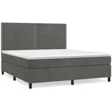 vidaXL Boxspringbett mit Matratze Dunkelgrau 180x200 cm Samt