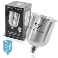 STAHLWERK Alu Fließbecher 600 ml Farbbecher für Lackierpistole