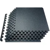 Vevor Yoga Bodenmatten 6 Stk. Gummioberfläche & Eva-Schaum, 61 x 61 cm Trainingsmatten mit 24 Quadratfuß Abdeckung, ineinandergreifende Gymnastikmatten für Fitnessstudio Garage, Schwarz & Blau