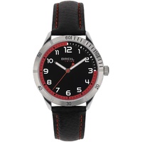 Breil Mate Herren Multifunktionsuhr mit Armband aus Leder, in der Farbe: Schwarz/Rot, Gehäusedurchmesser: 37 mm, EW0620