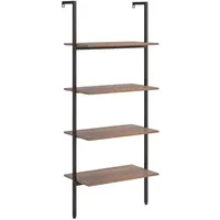 vidaXL Leiterregal 4 Böden 64 x 35 x 152,5 cm Dunkelbraun und Schwarz