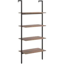vidaXL Leiterregal 4 Böden 64 x 35 x 152,5 cm Dunkelbraun und Schwarz