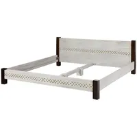 MASSIVMOEBEL24.DE Bett Mango / Akazie 160x200x75 weiß gewachst CASTLE-ANTIK
