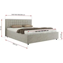 MKS Meble PAVO Classic 180 x 200 cm Hellgrau