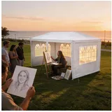 FIVMEN Pavillon Gartenpavillon Partyzelt 3x3/3x6/3x9m Festzelt Bierzelt, mit Seitenwänden Fenster Outdoor Gartenzelt für Party 300 cm x 600 cm