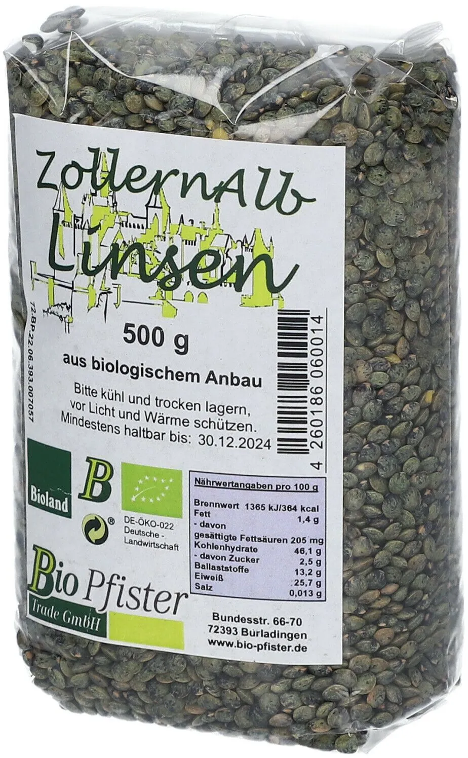 Bio Pfister Zollern Alb Linsen Sonstige 500 g