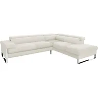 W.Schillig Ecksofa "finn, toller Sitzkomfort, L-Form, hochwertige Verarbeitungsdetails", weiß (weiß z59), B:281cm H:71cm T:230cm, Flachgewebe S22 (100% Polyester);Stoff S37 (100% Polyester);Longlife Xtra-Leder Z59: Glattleder mit modischer Prägung.