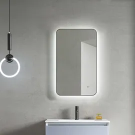 Talos LED ALVITO in matt schwarz 70x43 cm - Spiegel Hand Wave Sensor Funktion - feuchtraumgeeignet durch Aluminiumrahmen