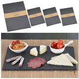 CEPEWA Servierplatte Schieferplatte 4er Set rechteckig 30x20x0,5cm Schiefer Steinplatte