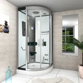 AcquaVapore D46-00T1 Komplettdusche mit Schiebetür 80 x 80 cm Weiß Sicherheitsglas D46-00T1-EC