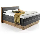 Möbel-Eins MENOTA Boxspringbett mit Bettkasten Hotelbett Bett amerikanisches Bett 7-Zonen Taschenfederkernmatratze, 160 x 200 cm, grau, Härtegrad 3