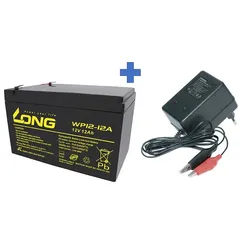 Bleiakku 12V 12Ah + Ladegerät 1A kompatibel 13Ah, 14Ah. 15Ah AGM Bleigel