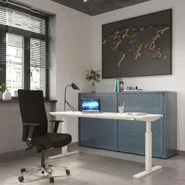 BISLEY E-wondertech Schreibtisch Rechteck: 140 X 80 cm Weiß