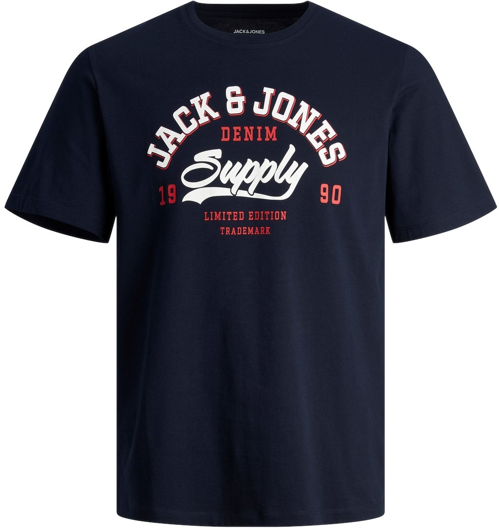 Jack & Jones Herren Rundhals T-Shirt JJELOGO Regular Fit Blau 12246690 L