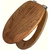 Banjado WC Sitz Bambus Holz Mit Gravur Toilettendeckel Mit Absenkautomatik Klodeckel WC-Sitz Soft Close Mit Motiv Muschel 1