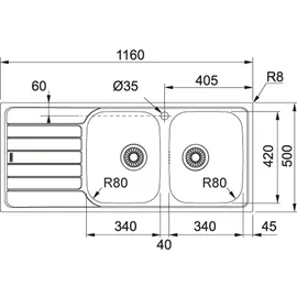 Franke SPARK SKX 621 Edelstahl Reversibel Excenter 80/90 cm