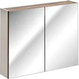 Lomadox - Spiegelschrank 80cm PUEBLA-56-TAUPE in taupe mit Vintage Oak Nb., b/h/t ca. 80/65/16 cm - beige