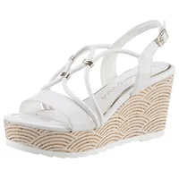 Marco Tozzi Damen Sandalen mit Keilabsatz mit Verstellbarem Riemen Vegan, Weiß (White), 41 EU