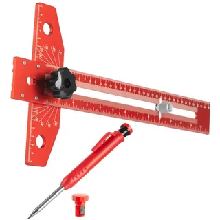 STAHLWERK Winkel-Anreißlineal aus Aluminium mit Anschlag und Markierungsstift