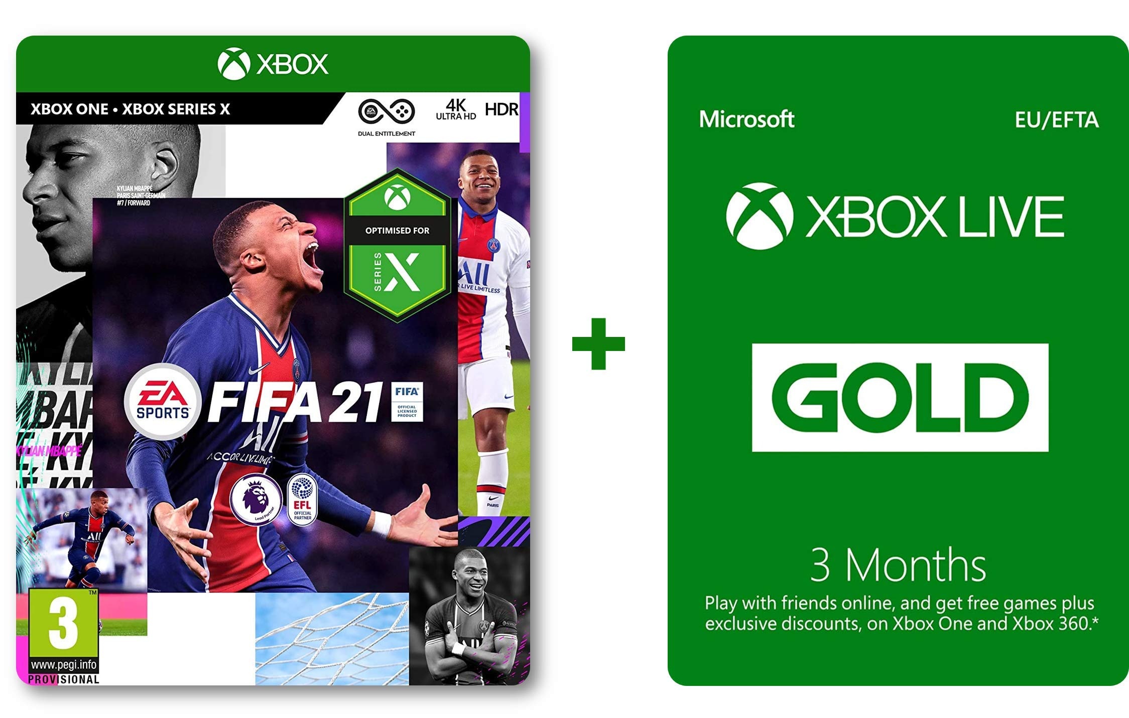 FIFA 21 (Xbox One Disk) and Xbox Live Gold 3 Monate (Download Code)