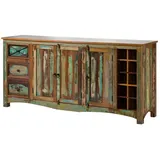 Massivmoebel24 Sideboard Altholz 193x45x90 mehrfarbig lackiert NATURE OF SPIRIT #15