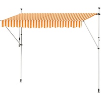 Markise Klemmmarkise Einziehbar Balkonmarkise Gelenkmarkise Sonnenschutz Manuell Kurbel Kingpower, Farbe:Orange / Weiß, Breite:350 cm