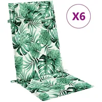 VidaXL Hochlehner-Auflagen 6 Stk. Blattmuster Oxford-Gewebe