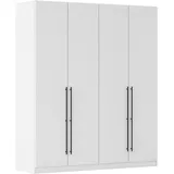 rauch Kleiderschrank Drehtürenschrank Schrank Garderobe Wäscheschrank Schlafzimmer AVOLA (in 3 verschiedenen Ausstattungen BASIC/CLASSIC/PREMIUM) mit hochwertigen Stangengriffen in Schwarz aus Metall MADE IN GERMANY weiß 181 cm x 229 cm x 54 cm