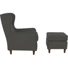 INOSIGN Ohrensessel »Rhada« mit farblich abgesetztem Keder, B/T/H: 73/85/99 cm grau