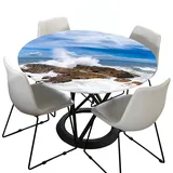 Morbuy Rund Tischdecke Elastisch, Meer Drucken Rund Tischdecken Wasserdicht Lotuseffekt Abwaschbar Abwischbar Tischtuch für Dekoration Küchentisch Garten Outdoor (Durchmesser 120cm,Meeresriff)