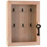 Schlüsselkasten KEYS BOX, B 19,5 cm, H 26 cm, Braun, MDF, Holz mit Aufschrift, mit 6 Haken braun