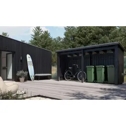 Großes Hobbyhaus in 635 x 218 x 167/218 cm – Geräteschuppen aus Kiefernholz – Gartenhäuschen in Modulbauweise – Gartenschuppen für vielseitige Nutzung