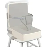 Wooshwa SitzerhöHung Stuhl Kind, Grau Stuhlkissen Kinder, PU Waschbar Sicherheitsgurt Verstellbar SitzerhöHung Stuhl, Geeignet FüR Kinder Im Alter Von 1+ Jahren (Grau & Weiß)